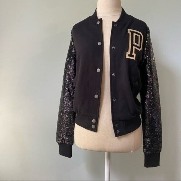 Victoria's Secret Sequin Sleeve Varsity Jacket - Picture 1 of 10